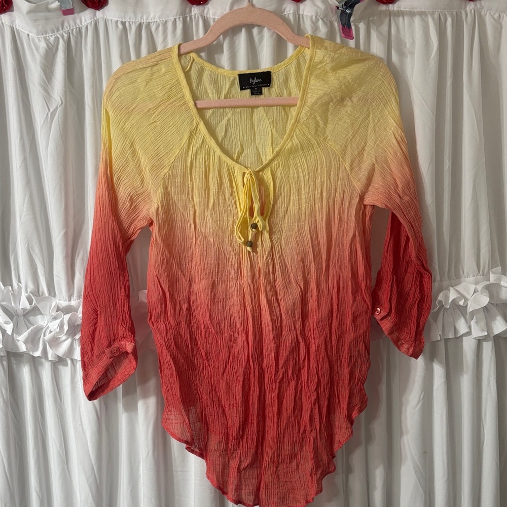 Bright Yellow and Red Ombre Tunic Top